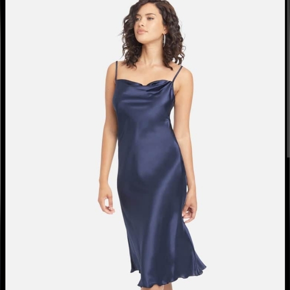 Bebe Wonen's Royal Blue Satin Midi Dress. Y2k Fairy Whimsigoth Witchy Size S - Picture 1 of 9